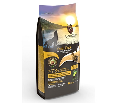 AMBROSIA Mediterranean Adult Монопротеиновый корм для собак с чувствительным пищеварением (утка)