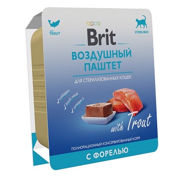 Brit Premium Воздушный паштет для стерилизованных кошек с форелью, 100гр