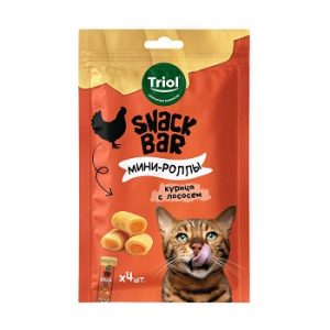 Triol Лакомство для кошек "Мини-роллы с начинкой из курицы с лососем", серия SNACK BAR, 40 г