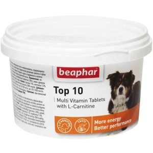 Витаминный комплекс Beaphar Топ-10  для собак с L-карнитином , банка 180 таб.