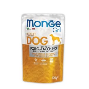 Monge Grill Adult Dog  влажный корм для взрослых собакс кусочками курицы и индейки, 100 гр.