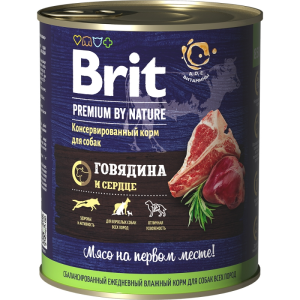 Brit Premium Dog консервированный корм для собак с говядиной и сердцем, 850 гр