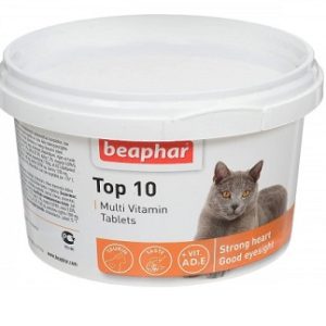 Витаминный комплекс Beaphar Top 10 для кошек с биотином и таурином, банка180 таб.