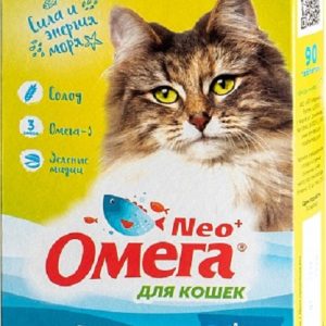 Витамины Омега Neo для выведения шерсти из желудка, с ржаным солодом для кошек, упак.90 табл.