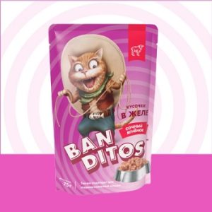 Banditos влажный корм для взрослых кошек, с сочным ягненком в желе, 75гр
