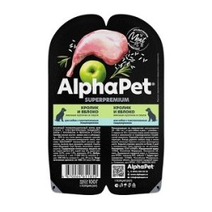 AlphaPet Superpremium  влажный корм для собак  Кролик и яблоко мясные кусочки в соусе 100 гр