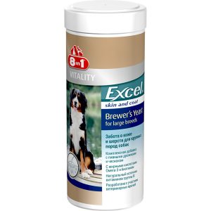 Добавка кормовая 8 in1 Excel Brewer's Yeast, забота о коже и шерсти для крупных собак, упак.80 таб.