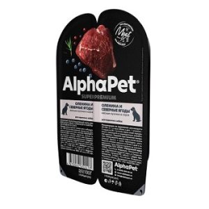 AlphaPet Superpremium  влажный корм для собак  с олениной и ягодами  кусочки в соусе, 100 г