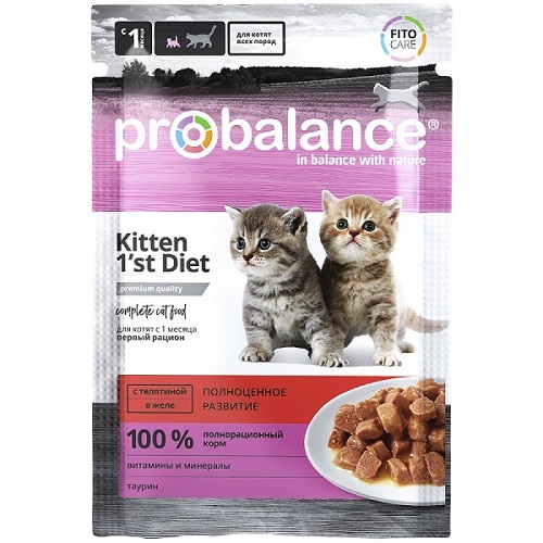 ProBalance 1st Diet Kitten Veal влажный корм для котят с телятиной в желе 85гр.