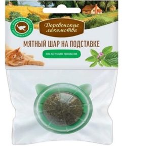 Игрушка для кошек Мятный шар на подставке Деревенские лакомства 25 гр.
