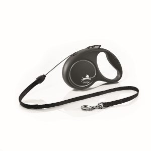 Поводок-рулетка "Flexi" "Black Design" S, трос 5 м до 12 кг, серебряный