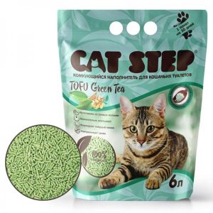 Наполнитель для кошачьих туалетов Cat Step Tofu Green Tea, растительный комкующийся, 6л.