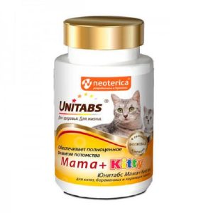 Unitabs "Мама+Кitty" витамины с В9 для котят, беременных и кормящих кошек, 120 таб.