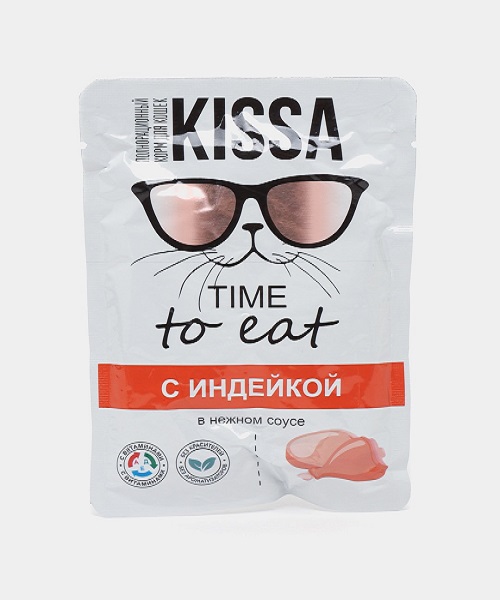 Kissa влажный корм для кошек с индейкой в соусе 75 гр