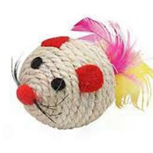 Игрушка мышь-мяч из сизаля с ушами для кошек, 28см