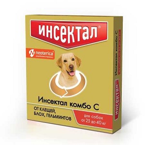 ИНСЕКТАЛ КОМБО К капли для собак весом от 25до 40 кг против клещей, блох и гельминтов 1 шт.