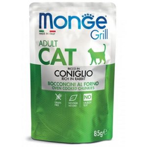 Monge Grill Cat Rabbit - влажный корм для взрослых кошек с кусочками кролика в желе, 85 гр.