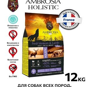 AMBROSIA Adult All Breeds Беззерновой корм для собак всех пород (оленина/ягненок)