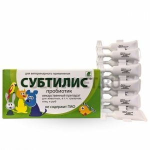 СУБТИЛИС, пробиотик для профилактики и лечении дисбактериозов у животных, в т.ч.грызунов, птиц и рыб