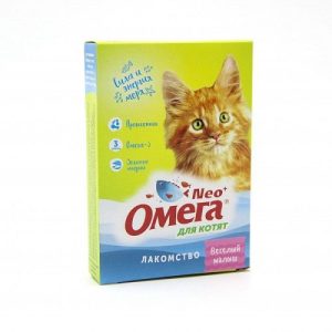 Витамины Омега Нео "Веселый малыш" для котят, с пребиотиком и таурином 60 таб.