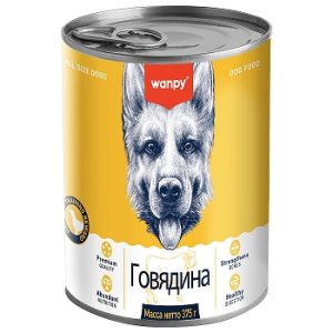 Wanpy корм консервированный корм для собак с говядиной, 375гр.