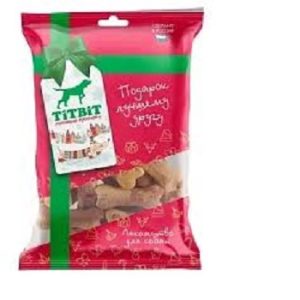 TiTBiT  Печенье косточки двухцветные для собак (Новогодняя коллекция) 130гр.