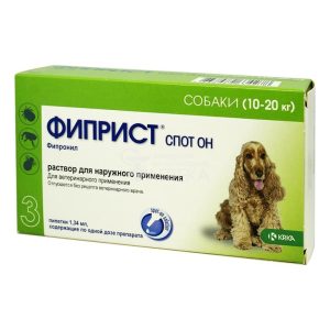 ФИПРИСТ Спот Он Капли от блох и клещей для собак весом 10-20 кг, за 1 пипетку