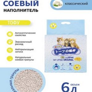 Соевый наполнитель для кошачьего туалета TOFU Классический без запаха, 6 л. 2,6 кг
