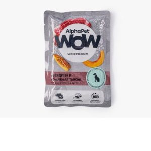 AlphaPet WOW Superpremium для соб. с чувств. пищев. ломтики с говяд/тыквой в соусе, 85гр.
