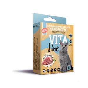 Secret VitaLine витаминизированное лакомство д/кастриров. и стерилиз. кошек и котов с уткой 60 шт