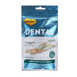 Лакомства для собак Мнямс DENTAL Крученые палочки с ягненком и мятой, 70гр